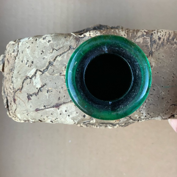 Vintage Italian Cork and Bark Decanter with Green Glass - Picture 5 of 9